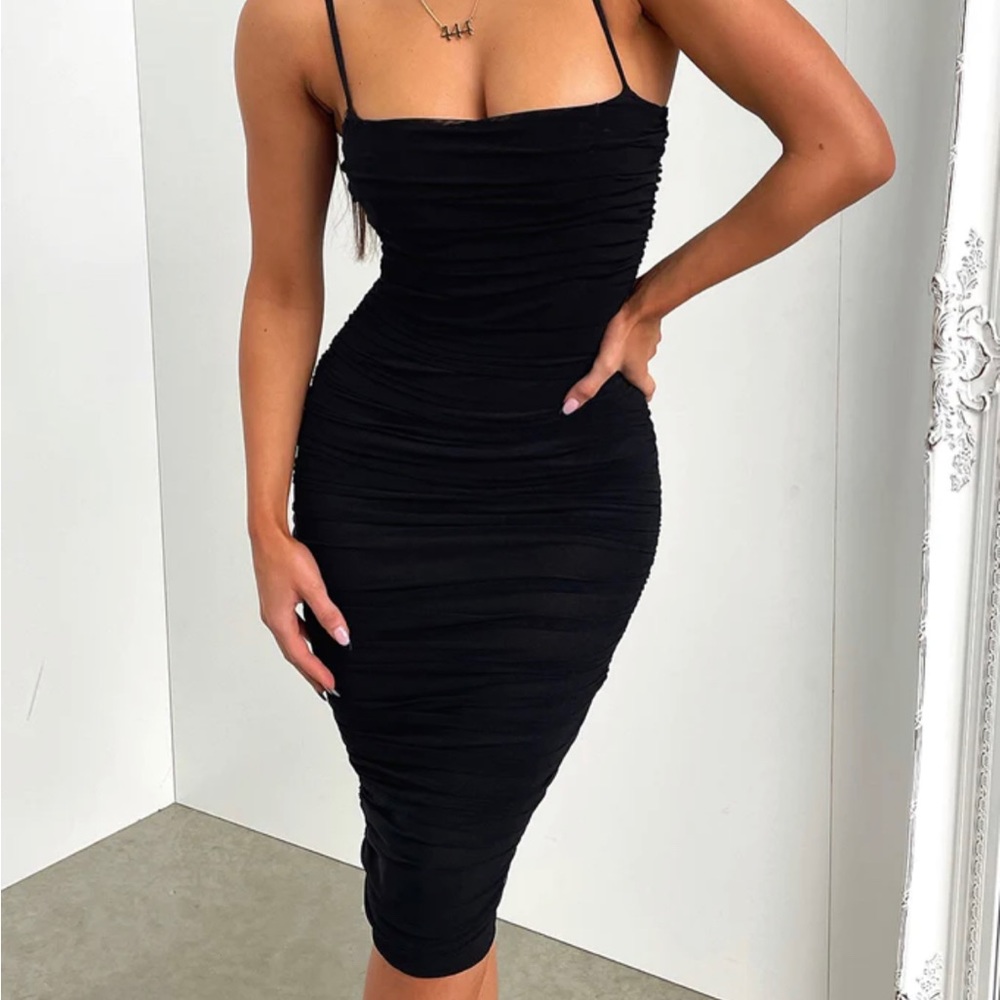 Ruched Bodycon Midi Dress